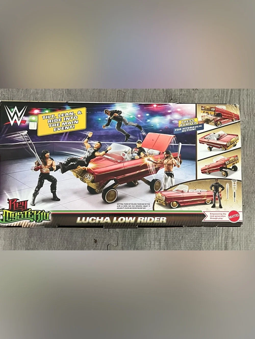 Mattel WWE Rey Mysterio Lucha Low Rider Lowrider Working Hydraulics Trunk